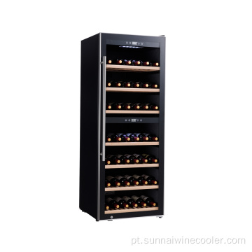 126 garrafas compressor de aço inoxidável refrigerador de vinho